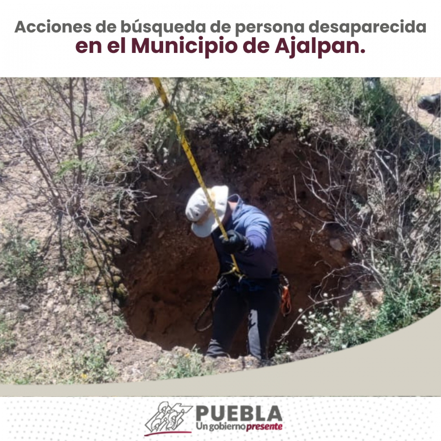 Como parte de nuestro trabajo realizamos Acciones de Búsqueda de Personas Desaparecidas en el Municipio de Ajalpan, en coordinación con autoridades Federales, Estatales, Municipales y familiares