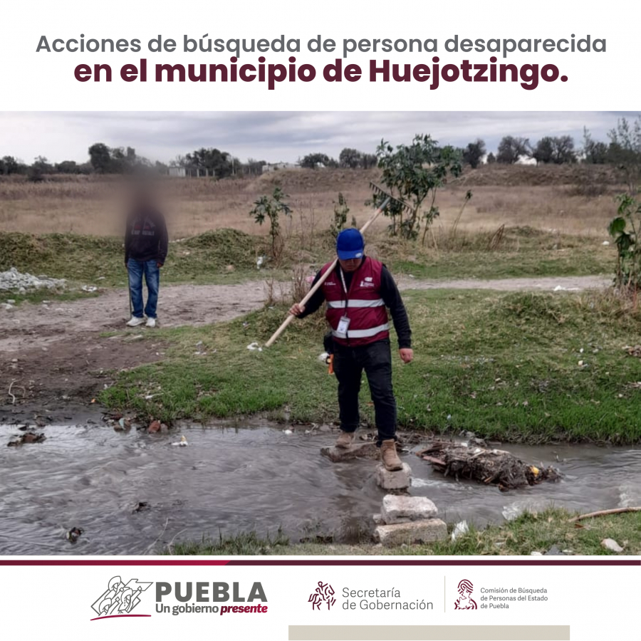 Como parte de nuestro trabajo realizamos Acciones de Búsqueda de Personas Desaparecidas en el municipio de Huejotzingo, en coordinación con autoridades Estatales, locales y familiares.