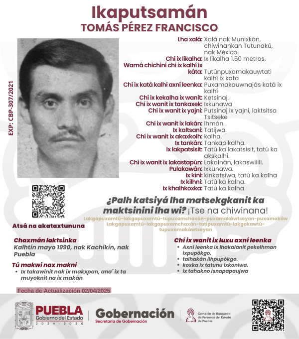 Tomás Pérez Francisco - Lengua totonaca