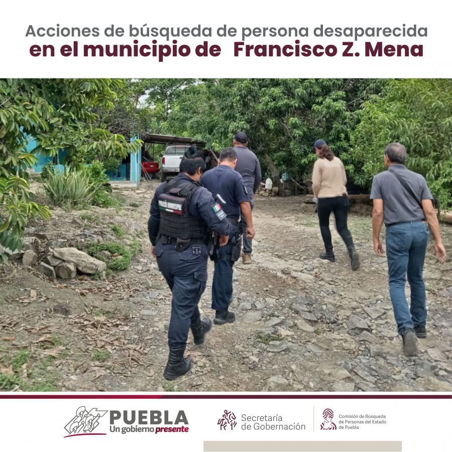 Como parte de nuestro trabajo realizamos Acciones de Búsqueda de Personas Desaparecidas en los municipios de Francisco Z Mena, Tehuacán y Zoquitlán en coordinación con Guardia Nacional , autoridades locales y familiares