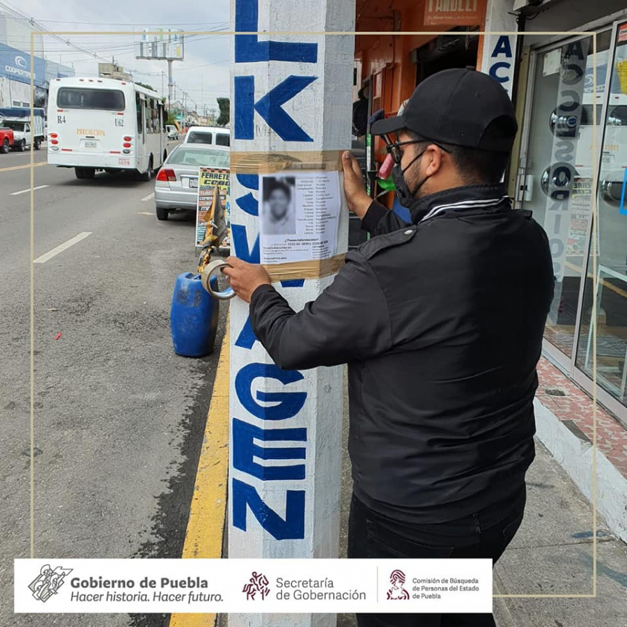 Esta tarde realizamos Acciones de Búsqueda de Personas Desaparecidas o No Localizadas en las colonias Centro y 16 Septiembre de la ciudad de Puebla.