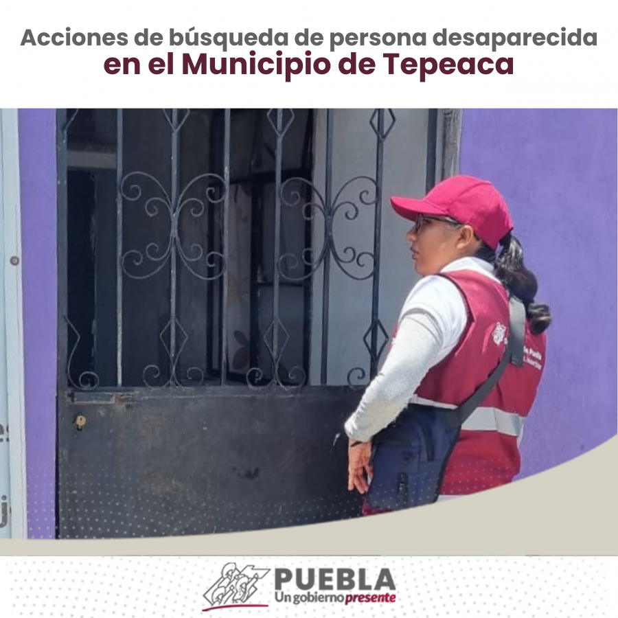 Como parte de nuestro trabajo realizamos Acciones de Búsqueda de Personas Desaparecidas en el Municipio de Tepeaca, en coordinación con autoridades Federales, Estatales, Municipales y familiares