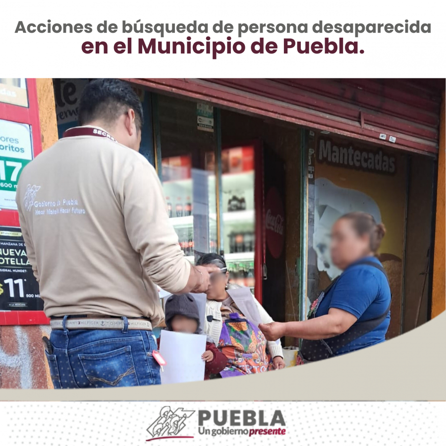 Como parte de nuestro trabajo realizamos Acciones de Búsqueda de Personas Desaparecidas en el Municipio de Puebla, en coordinación con autoridades Federales, Estatales, Municipales y familiares