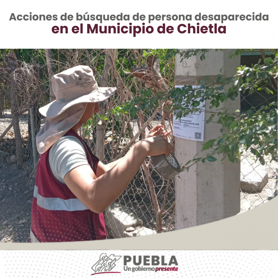 Como parte de nuestro trabajo realizamos Acciones de Búsqueda de Personas Desaparecidas en el Municipio de Chietla, en coordinación con autoridades Federales, Estatales, Municipales y familiares