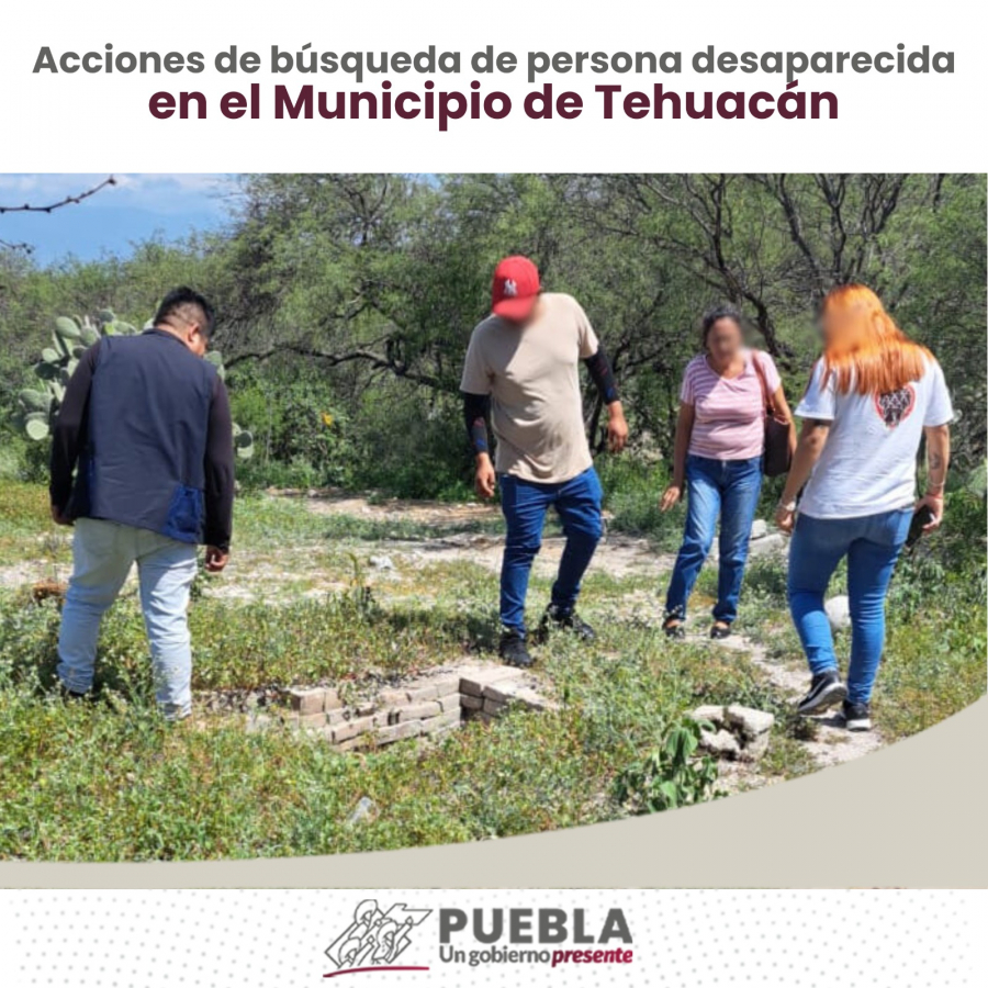 Como parte de nuestro trabajo realizamos Acciones de Búsqueda de Personas Desaparecidas en el Municipio de Tehuacán, en coordinación con autoridades Federales, Estatales, Municipales y familiares