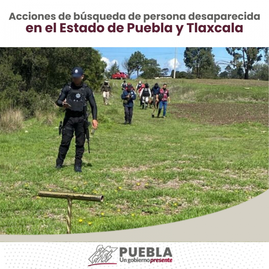 Como parte de nuestro trabajo realizamos Acciones de Búsqueda de Personas Desaparecidas en los Estados de Puebla y Tlaxcala, en coordinación con autoridades Federales, Estatales, Municipales y familiares
