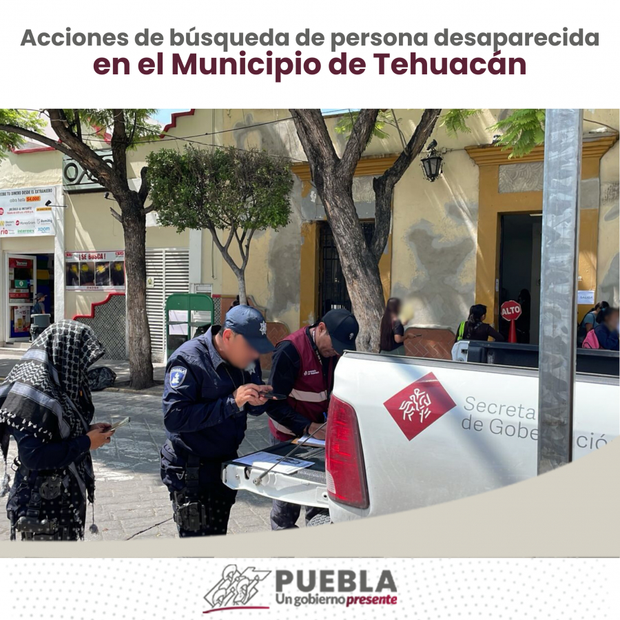 Como parte de nuestro trabajo realizamos Acciones de Búsqueda de Personas Desaparecidas en el Municipio de Tehuacán, en coordinación con autoridades Federales, Estatales, Municipales y familiares