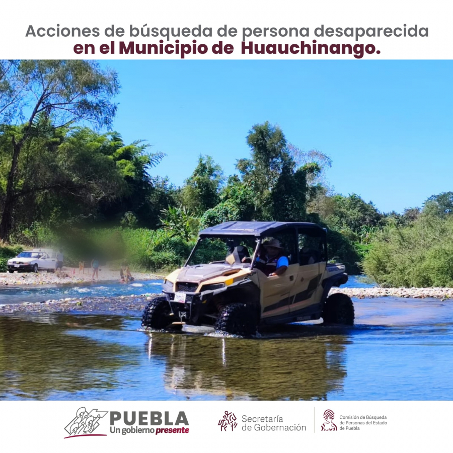 Como parte de nuestro trabajo realizamos Acciones de Búsqueda de Personas Desaparecidas en el municipio de Huauchinango, en coordinación con autoridades Estatales, locales y familiares.