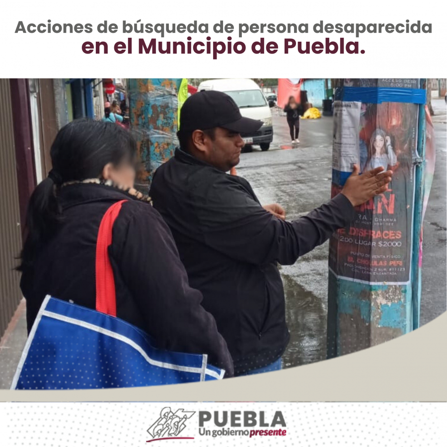 Como parte de nuestro trabajo realizamos Acciones de Búsqueda de Personas Desaparecidas en el Municipio de Puebla, en coordinación con autoridades Federales, Estatales, Municipales y familiares