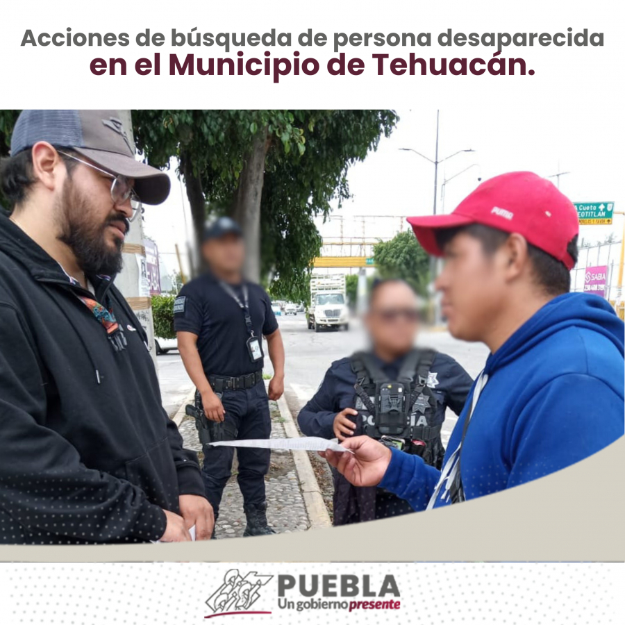 Como parte de nuestro trabajo realizamos Acciones de Búsqueda de Personas Desaparecidas en el Municipio de Tehuacán, en coordinación con autoridades Federales, Estatales, Municipales y familiares