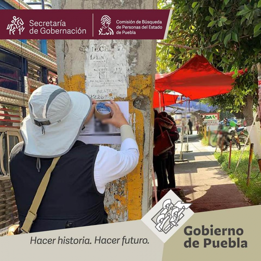 Se realizaron Acciones de Búsqueda de Personas Desaparecidas y No Localizadas en los alrededores de los centros comerciales Plaza Loreto y Plaza San Pedro de la ciudad de Puebla.