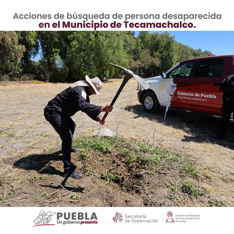 Como parte de nuestro trabajo realizamos Acciones de Búsqueda de Personas Desaparecidas en el municipio de Tecamachalco, en coordinación con autoridades Estatales, locales y familiares.