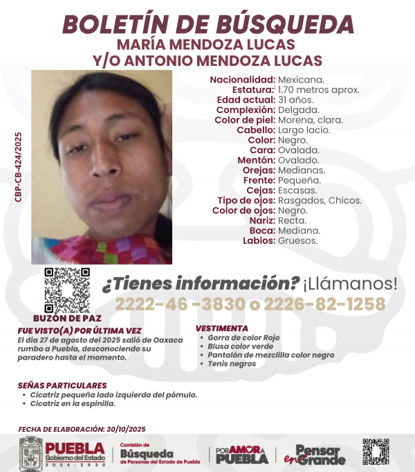 María Mendoza Lucas y/o  Antonio Mendoza Lucas